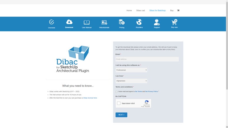 Halaman Download Dibac for SketchUp