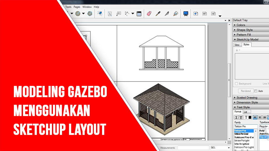Gambar Gazebo Minimalis Menggunakan LayOut SketchUp Beserta Link Download