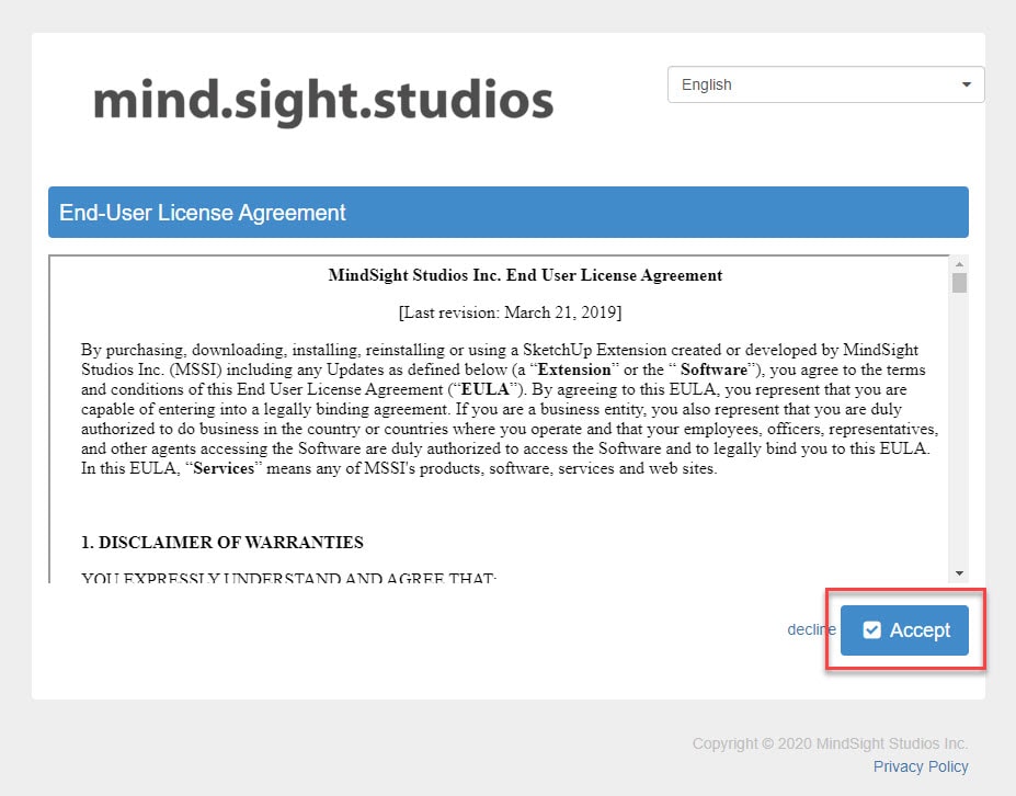 EULA Mind Sight Studios