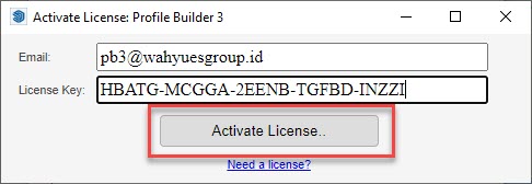 Aktif lisensi Profile Builder 3